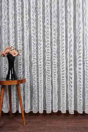 Yumuşak Dokulu Gümüş Damlacık Desenli File tül perde Ütü İstemez