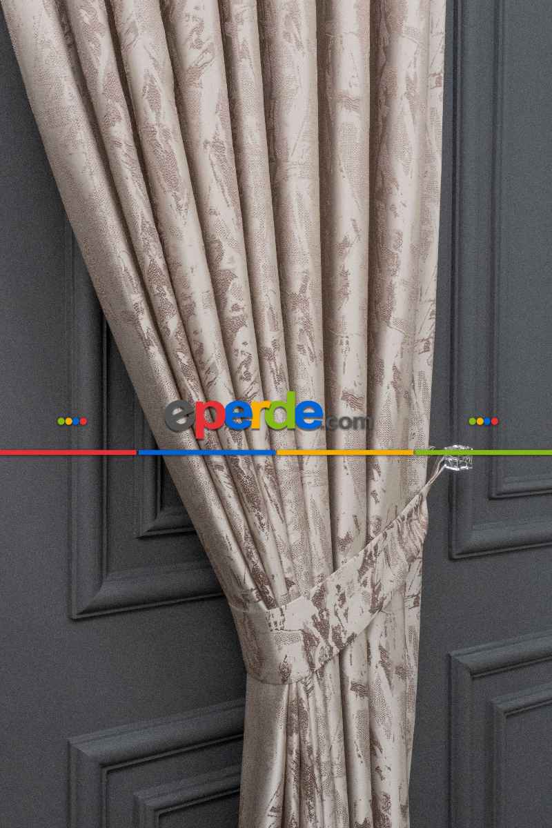 Jakar Dokuma Fon Perde Vizon Renk(280cm En)