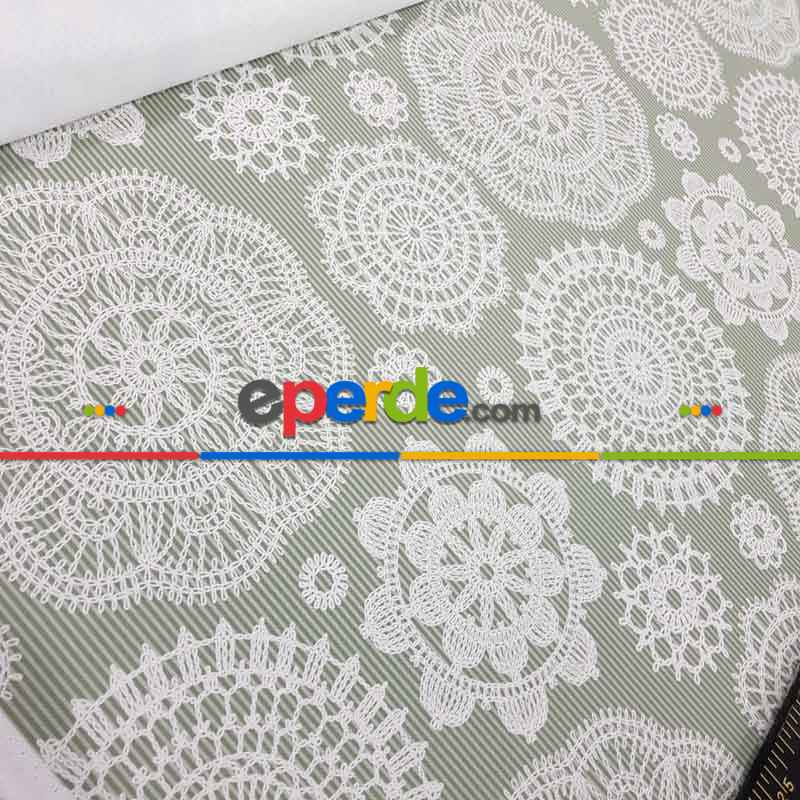 Dantel Desenli Fon Perde Evm1099 Kumaşı Kalındır Duck Bezi Değildir- Beyaz