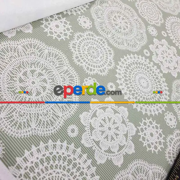 Yatak Odası - Dantel Desenli Fon Perde Evm1099 Kumaşı Kalındır Duck Bezi Değildir- Beyaz