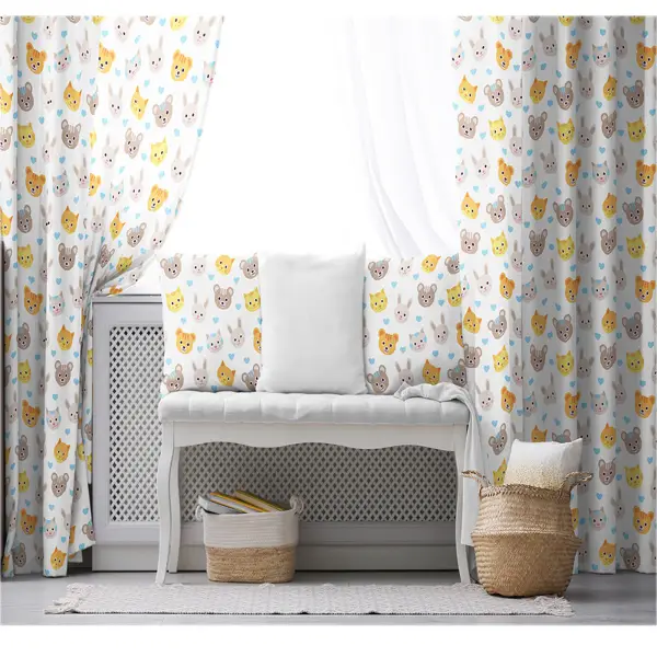 Çocuk Fon Perde Evim1616-3 Kumaşı Kalındır Duck Bezi Değildir- Mavi-beyaz