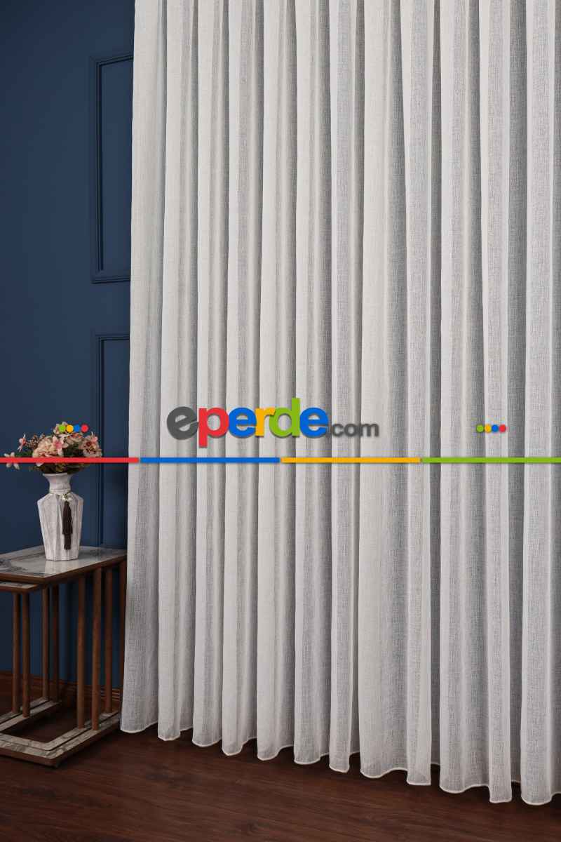 Yatak Odası - Orjinal Naturel Keten Düz Tül Perde