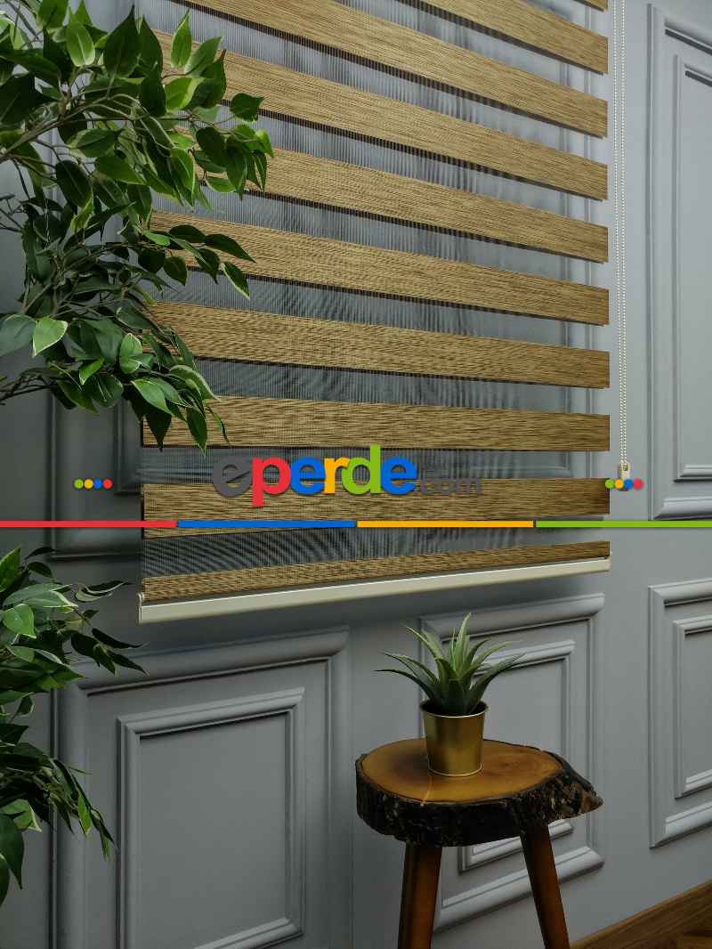 2025 Sezonu - Zebra Perde - Bambu Zebra Perde- Kahve Venge