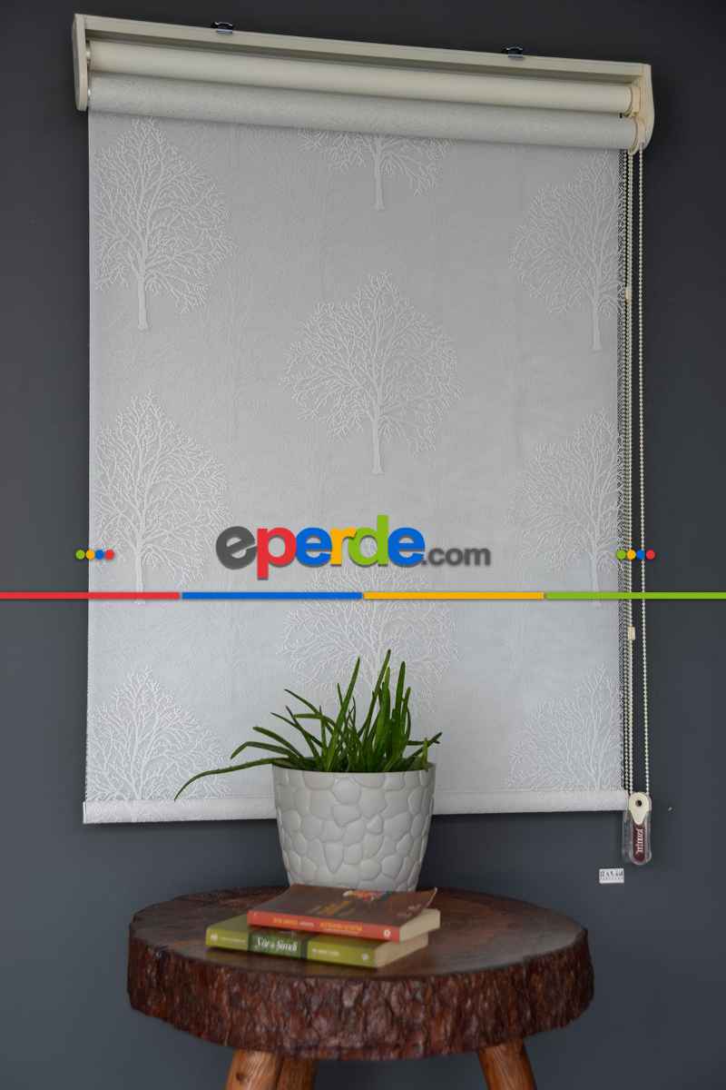 Halim Perdesan Dacuz-203 Beyaz Renk Etekli Veya Eteksiz Çift Mekanizmalı Tül Stor Perde