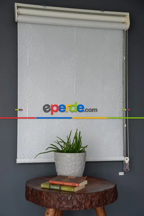 Halim Perdesan Dacuz-203 Beyaz Renk Etekli Veya Eteksiz Çift Mekanizmalı Tül Stor Perde