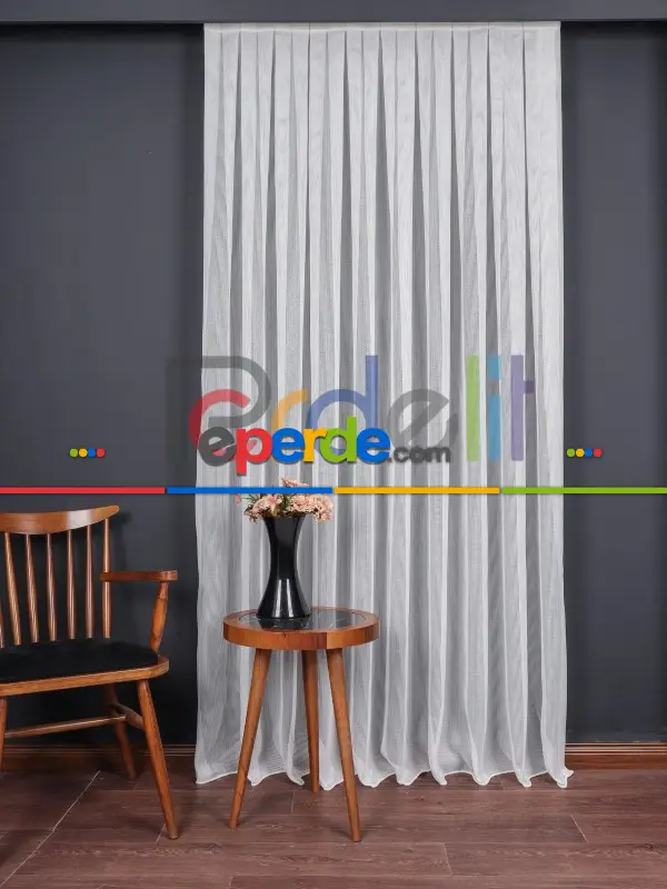 Kare File Dokulu Tül Perde - Yıkanabilir Gramajlı Kumaş