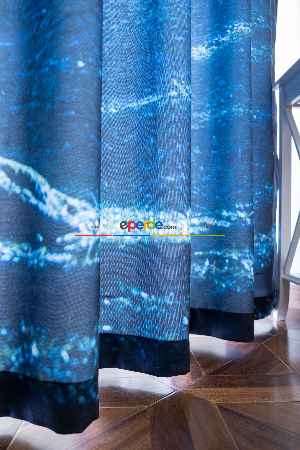 Hazır Ölçülü Dökümlü Kumaştan Orman Manzaralı Baskılı Pilesiz Fon Perde 1. Kalite