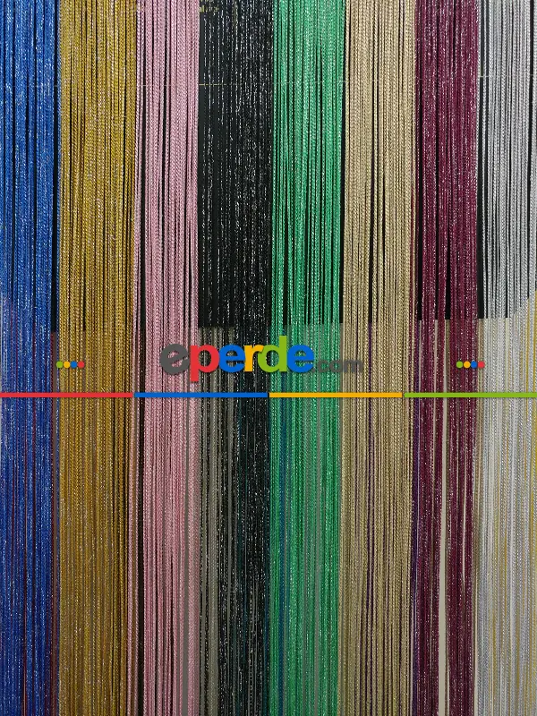 Gri Rengi İp Perde İnce Zincir Simli Serisi- Gri-füme-antrasit-gümüş