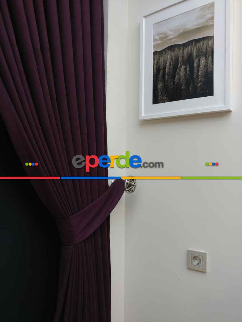 Düz Renk Dökümlü Fon Perde (180)- Mürdüm