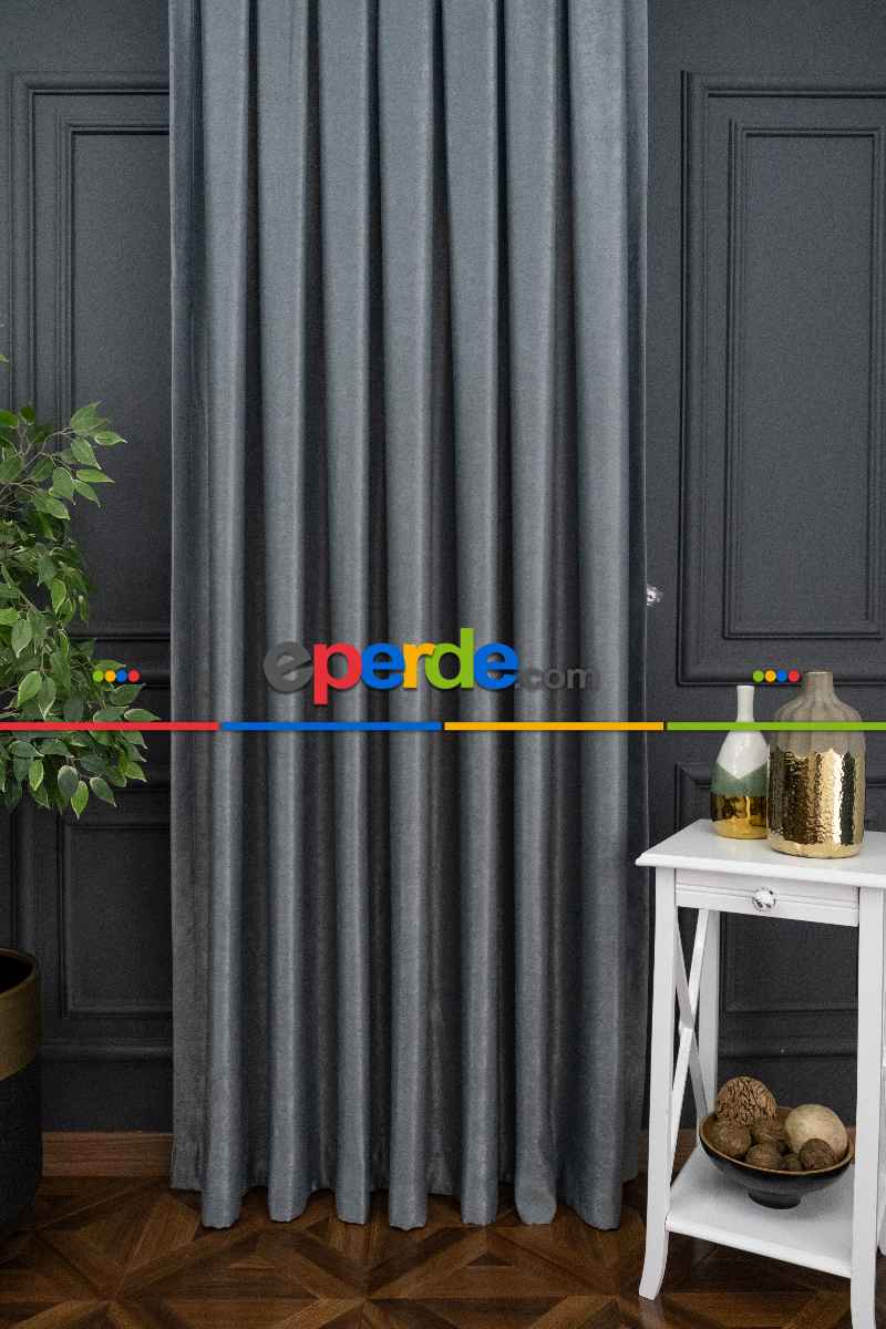 Soft Gri Yumuşak Dökümlü Fon Perde Geniş En (285)- Gri-