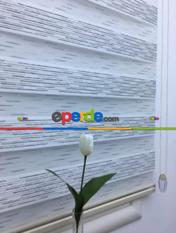 Gri Gümüş Simli Jakar Çizgili Zebra Perde- Gri-füme-antrasit-beyaz-bej-gümüş Simli