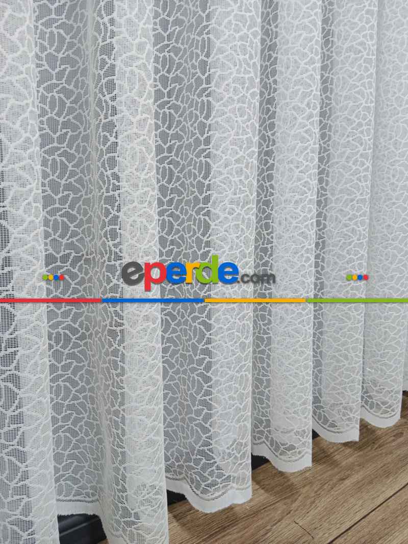 Beyaz Leopar Desen Desen Modern Tül Perde