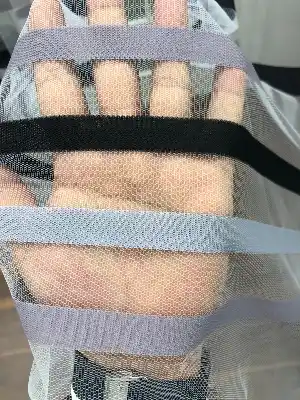Enine Çizgili Bantlı Spor Tül Perde- Siyah-gri Açık-gri Koyu-ekru - Kurşunlu Tül