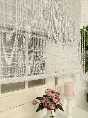 Çiftli Sistem Tül Stor Beyaz Örme Tül 2027- Beyaz