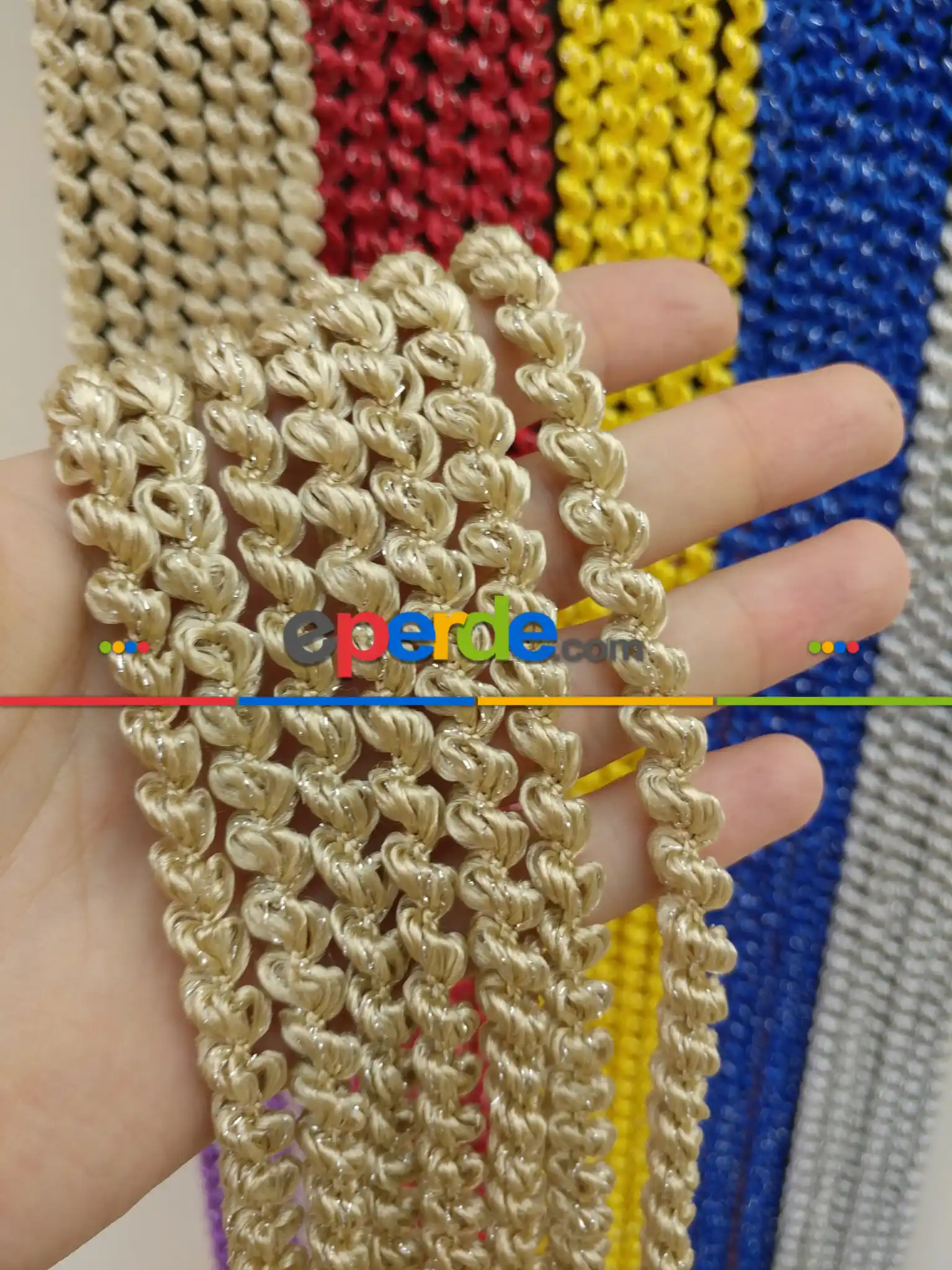 Bej Rengi İp Perde Duble Bukle Serisi- Bej-gümüş