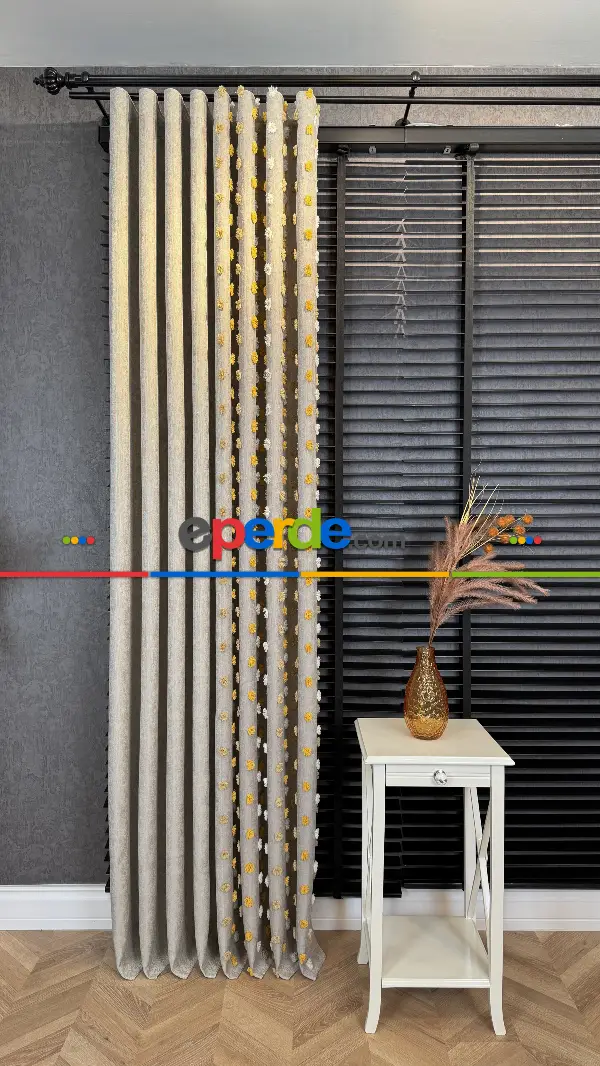 Ponponlu Jakar Dokuma Fon Perde 70cm X 1cm 