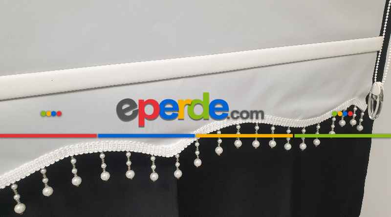 Brillant İnci Boncuklu Stor Perde- Beyaz-krem-ekru