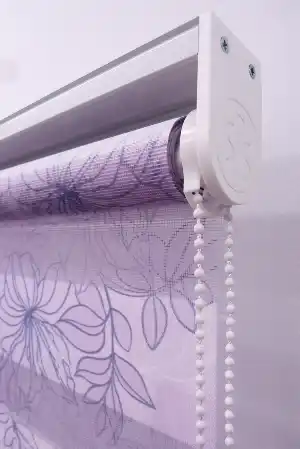Çiçek Desen Zebra Perde- Mor-lila