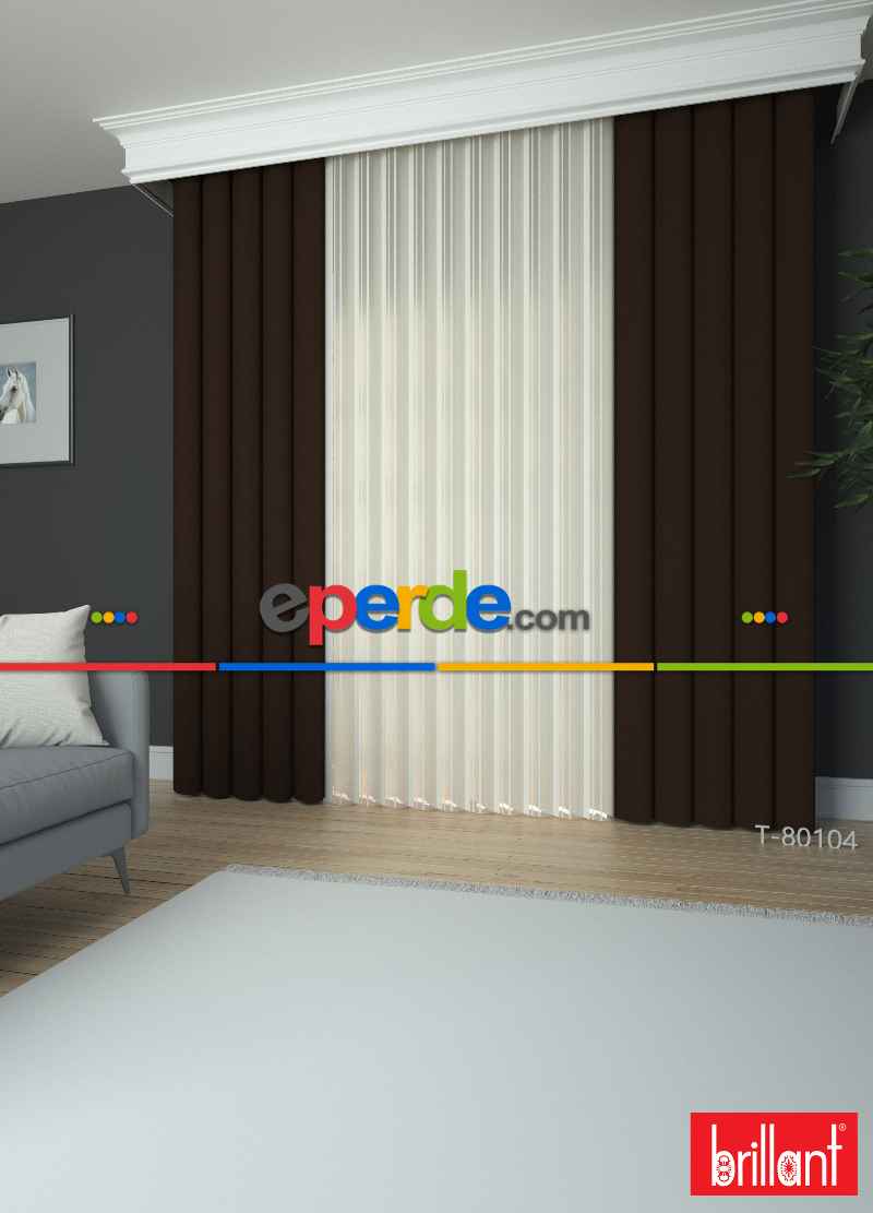 Brillant Akıllı Tül Perde Kahverengi Tül Dikey Zebra Perde Düz 1. Kalite