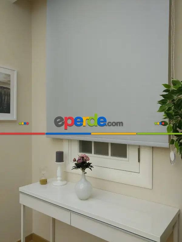 Salon Stor Perde - Gri Stor Perde Pastel Simli Serisi (pvc Kaplama) Kalın Dokulu- Gri Simli