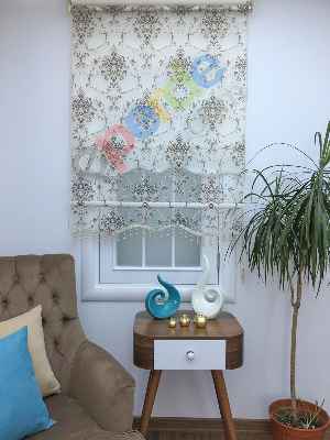 Damask Desen Çiftli Sistem Stor Perde 65891145- Kahve Koyu