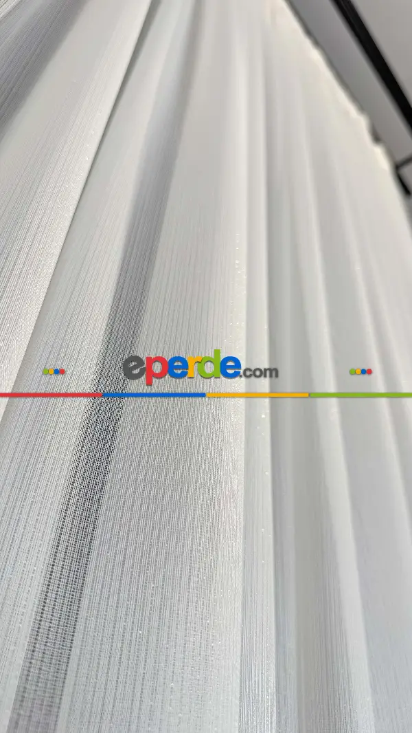 Brillant, Ekru, Işıltılı, Büzgülü Ekstraforlu, Tül Perde