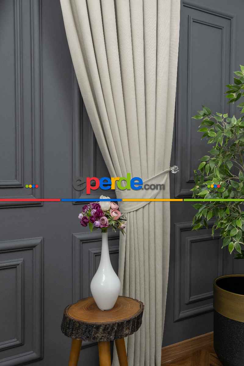 Açık Gri Düz Fon Perde En Dökümlü Fon Perde 04