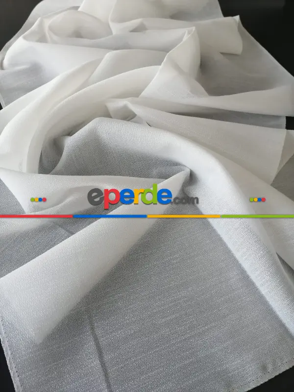 Salon - Anon Buzlu Zemin Tül Perde - Ekru