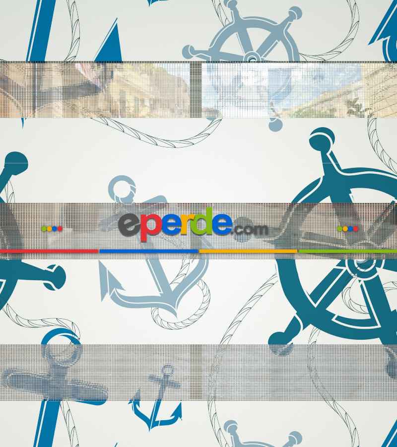 Bebek Odası Zebra Perde - Çapa Ve Dümen Baskılı Zebra Perde- Mavi-Beyaz