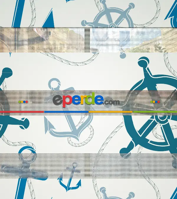 Bebek Odası Zebra Perde - Çapa Ve Dümen Baskılı Zebra Perde- Mavi-Beyaz