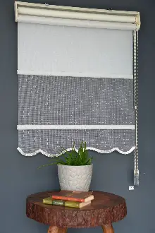 Halim Perdesan Dacuz-90 Beyaz Renk Etekli Veya Eteksiz Çift Mekanizmalı Tül Stor Perde