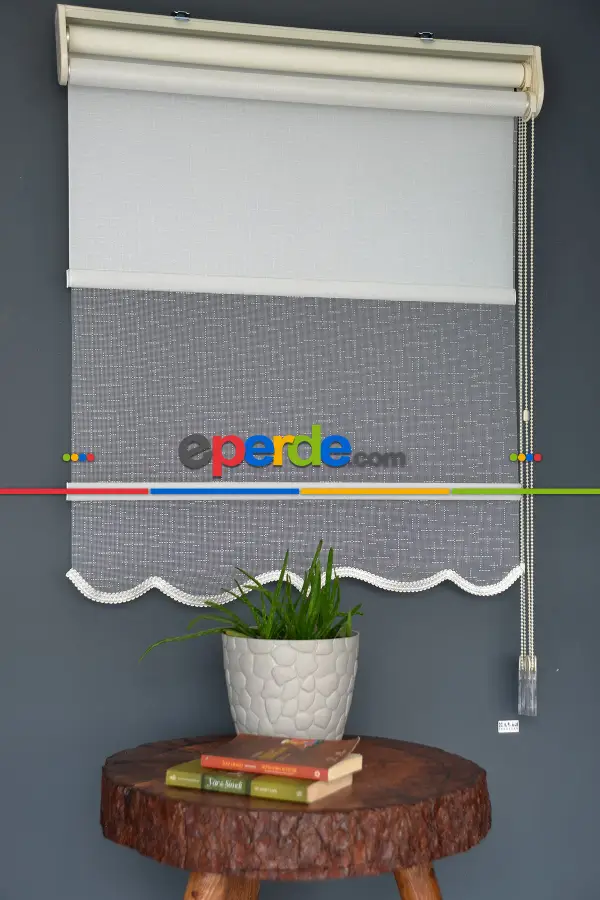 Halim Perdesan Dacuz-90 Beyaz Renk Etekli Veya Eteksiz Çift Mekanizmalı Tül Stor Perde