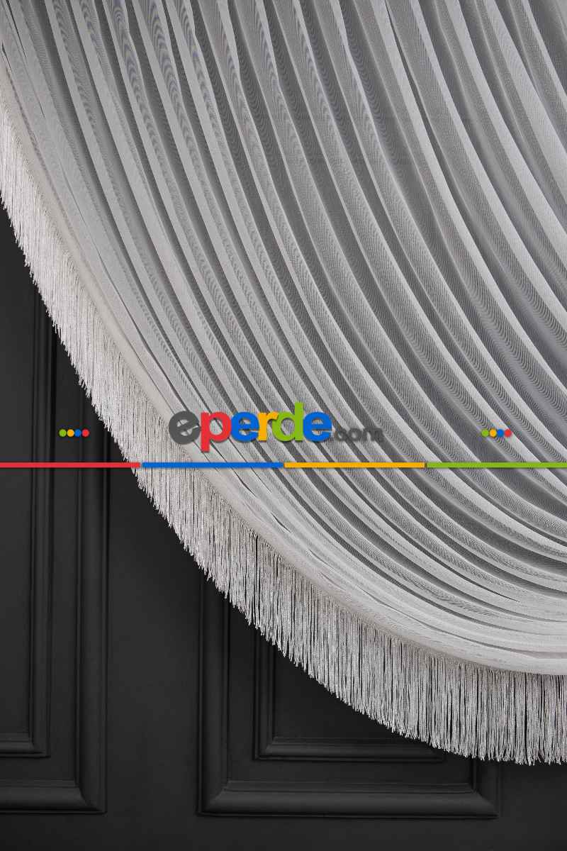 Salon Tül - Hafif Keten Yalancı Kruvaze - Tülden Fon - Halat İle Yana Toplamalı Tül - Kordon Toplama Tül - Çift Veya Tek Kanat - Aksesuar İlave Ücretlidir - Kurşunlu Tül