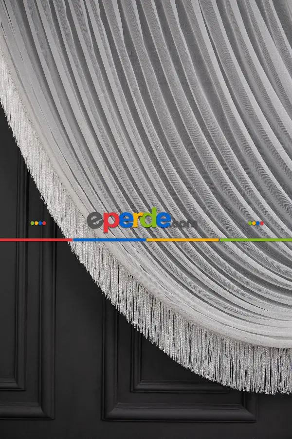 Hafif Keten Yalancı Kruvaze - Tülden Fon - Halat İle Yana Toplamalı Tül - Kordon Toplama Tül - Çift Veya Tek Kanat - Aksesuar İlave Ücretlidir - Kurşunlu Tül