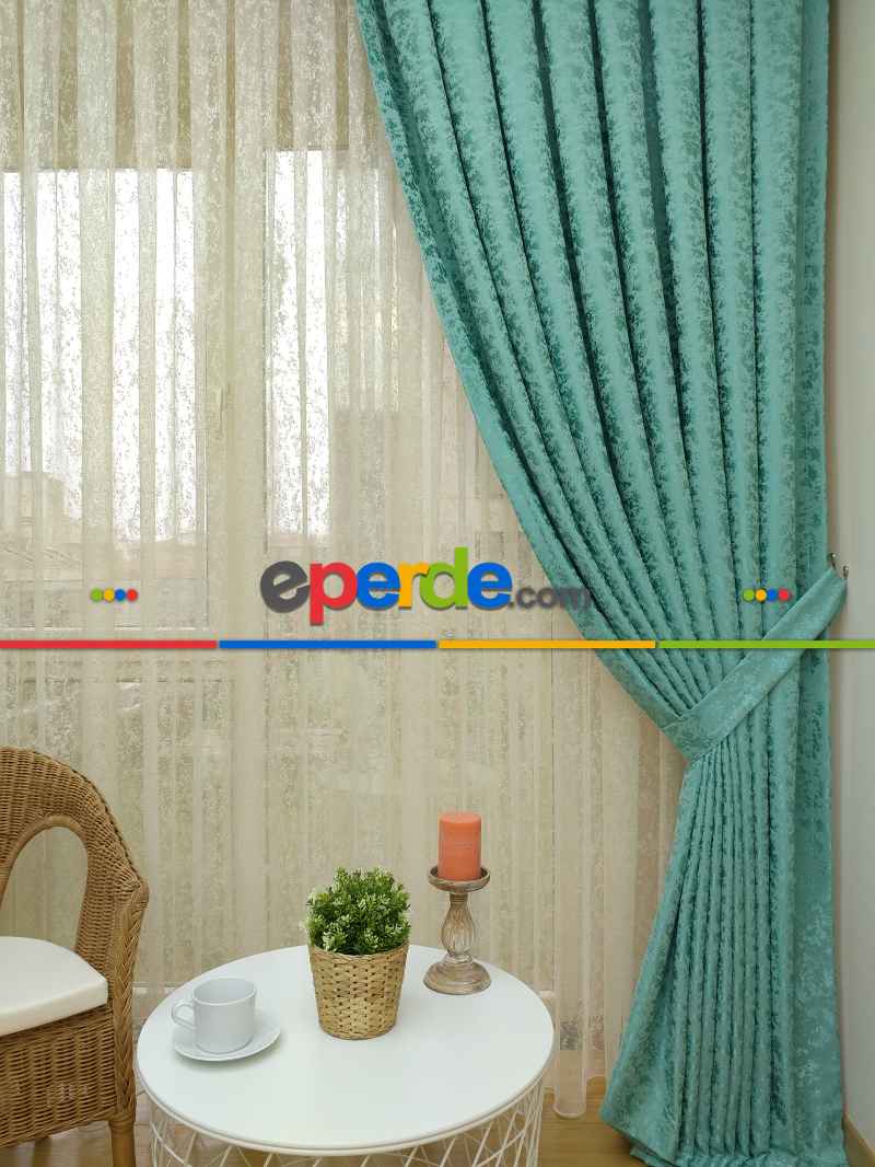 Mint Duz Jakar Fon Perde (150)- Mint