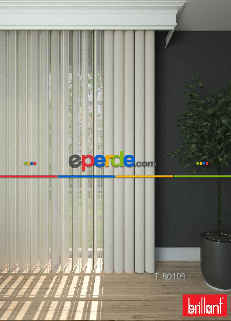 Brillant Akıllı Tül Perde Ekru Renkli Tül Dikey Zebra Perde Düz 1. Kalite