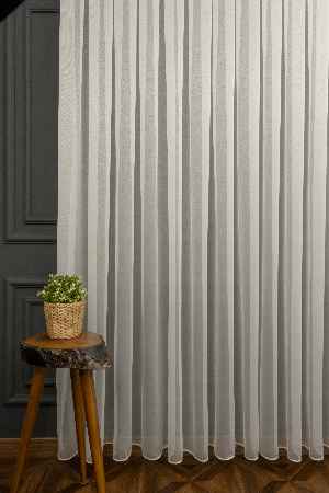 Arzenen Marka Doğal Yansımalarıyla Şık Görünümlü Kendinden Parlak Tül Perde- Krem - Kurşunlu Tül