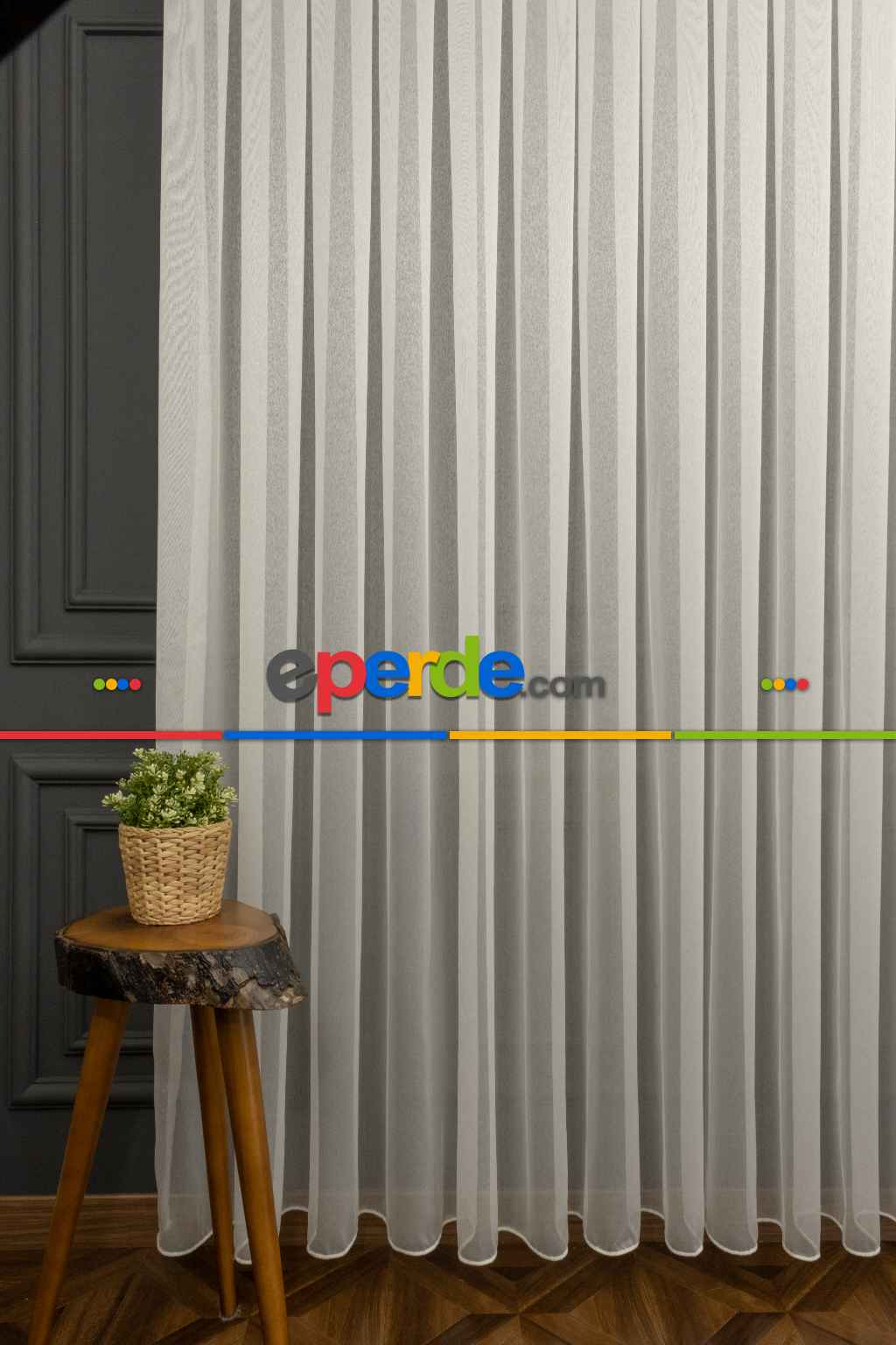 Arzenen Marka Doğal Yansımalarıyla Şık Görünümlü Kendinden Parlak Tül Perde- Krem - Kurşunlu Tül