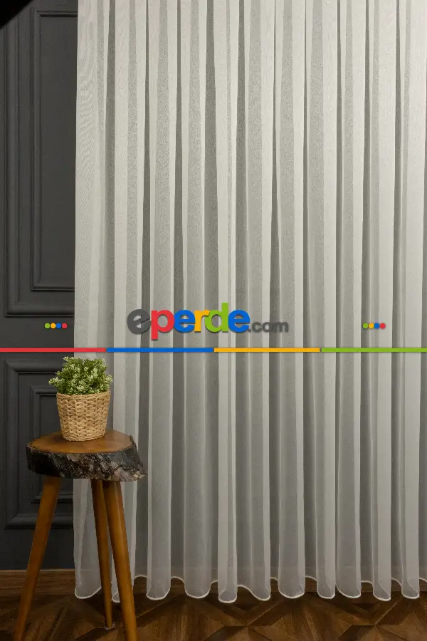 Arzenen Marka Doğal Yansımalarıyla Şık Görünümlü Kendinden Parlak Tül Perde- Krem - Kurşunlu Tül