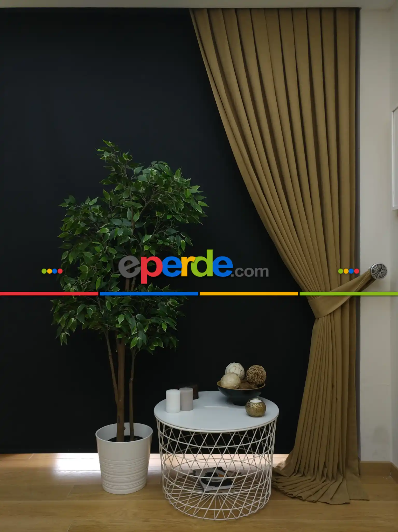 Düz Renk Dökümlü Fon Perde (150)- Haki