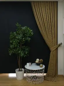 Salon Fon - Düz Renk Dökümlü Fon Perde (150)- Haki