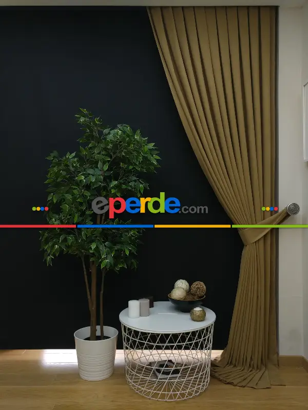 Düz Renk Dökümlü Fon Perde (150)- Haki