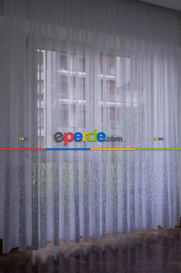 Modern Desenli Beyaz Renkli Örme Tül Perde Yüksek Kalite