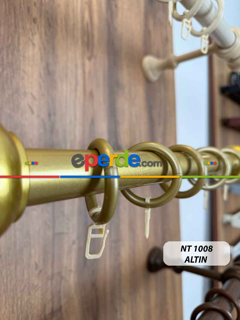 Altın Yaldız Raylı Veya Raysız Plastik Halkalı Rustik Perde Askısı