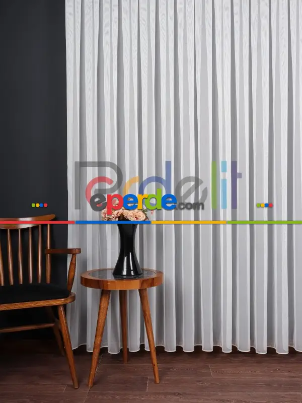 Her Eve Uyum Sağlayan Klasik Ekru Düz Tül Perde