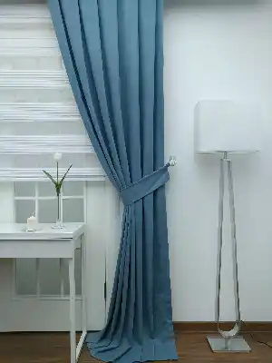 Mavi - Düz Fon Perde- Mavi