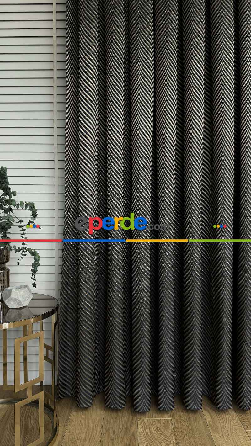 Siyah Gold Altın Premium Jakar Dokuma Pano Fon Perde - Gramajlı