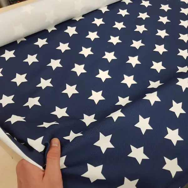 Yıldız Desenli Fon Perde Evm1131 Kumaşı Kalındır Duck Bezi Değildir- Lacivert-Beyaz