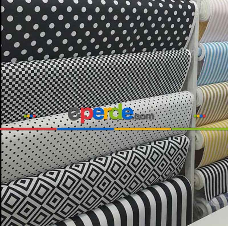 Etnik Desenli Fon Perde K618 E - Kumaşı Kalındır Duck Bezi Değildir.- Siyah-Çok Renkli