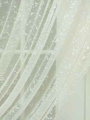 Etek Ucu Desenli Özel Örme Dokulu Kruvaze Ve Düz Model Tül Perde Ekru